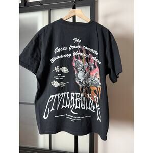 Civil Regime Risen From Fire Black Oversized Tee Size Large